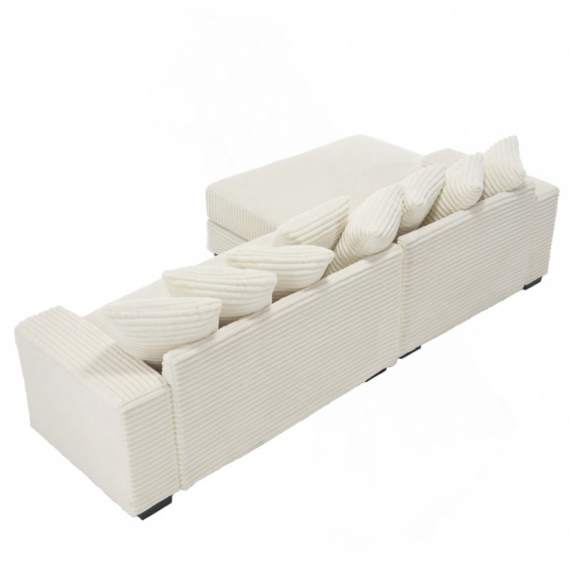 Oversized Two-Piece Couches, Beige Corduroy