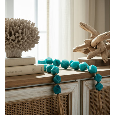 Perles en résine de style côtier avec détails décoratifs à pampille pour la chambre à coucher ou le salon - 2 po - bleu