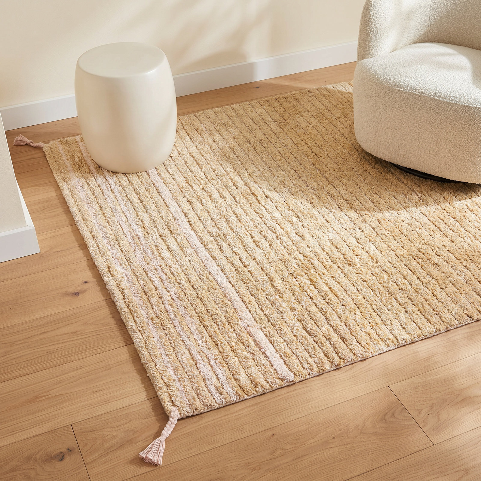 Reversible Twin Amber Washable Striped Rug, Rectangle 2' 7" x 4' 7"