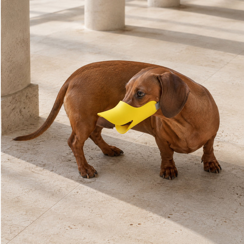Muselière ajustable en silicone pour chien avec sangle de tête sécurisée, 5,1 x 2,4 x 2,4 pouces, Jaune