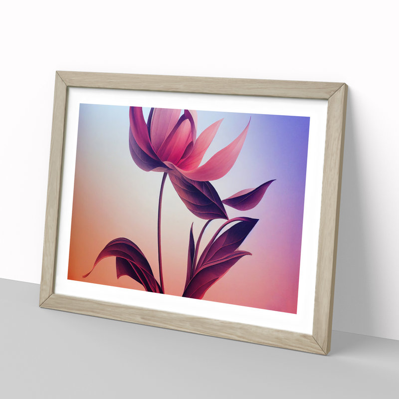 Flawless Modern Flower - Single Picture Frame Print, 25cm H x 34cm W x 2cm D, Oak Framed