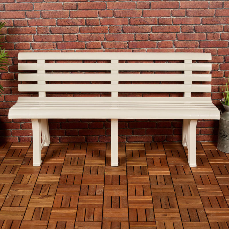 Plastic Garden Bench, White