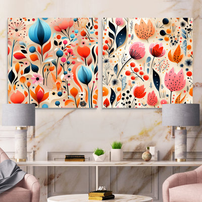Flore - Ensemble de 2 verres muraux abstraits en acrylique Mid-Century
