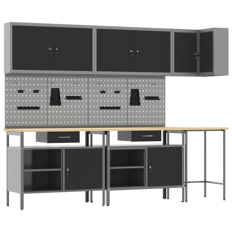 Work Cabinet Set with Drawer with Shelf, Black