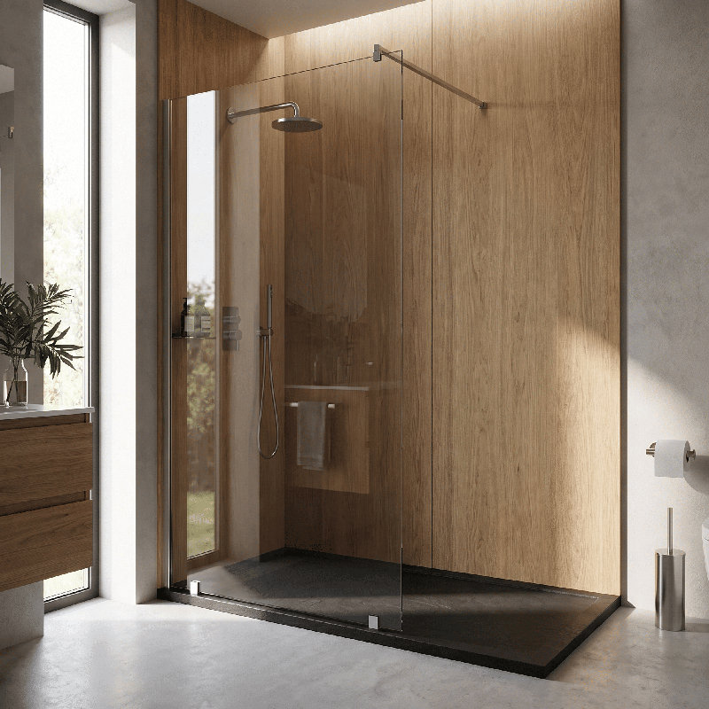 nuie 900mm Chrome Wetroom Screen, 1100mm W