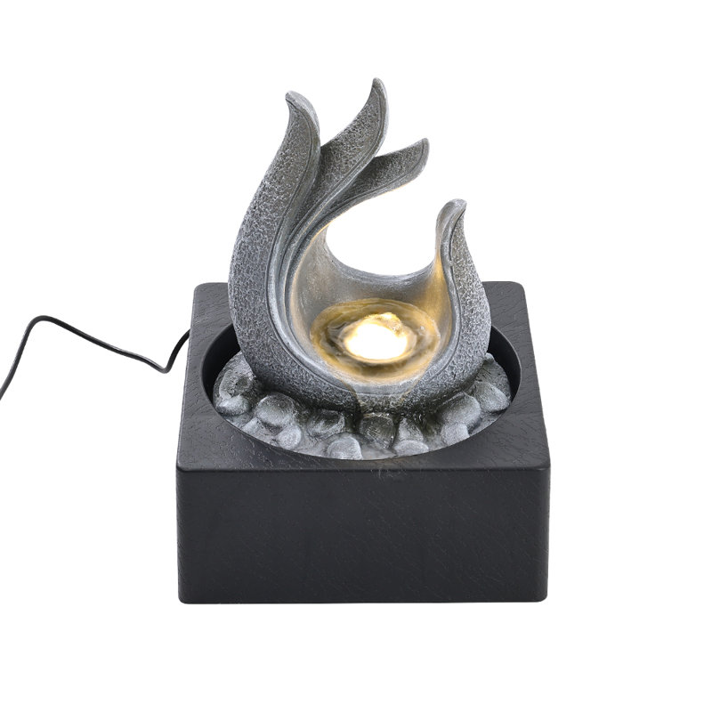 Weather Resistant Sculptural Fountain with Light
