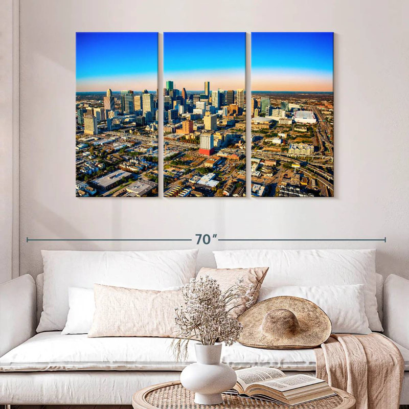 Vue du paysage urbain de Houston, H 32 po x l 50 po