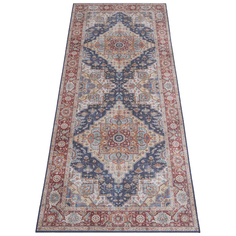 Teppich Sylla in Indigoblau/Rot