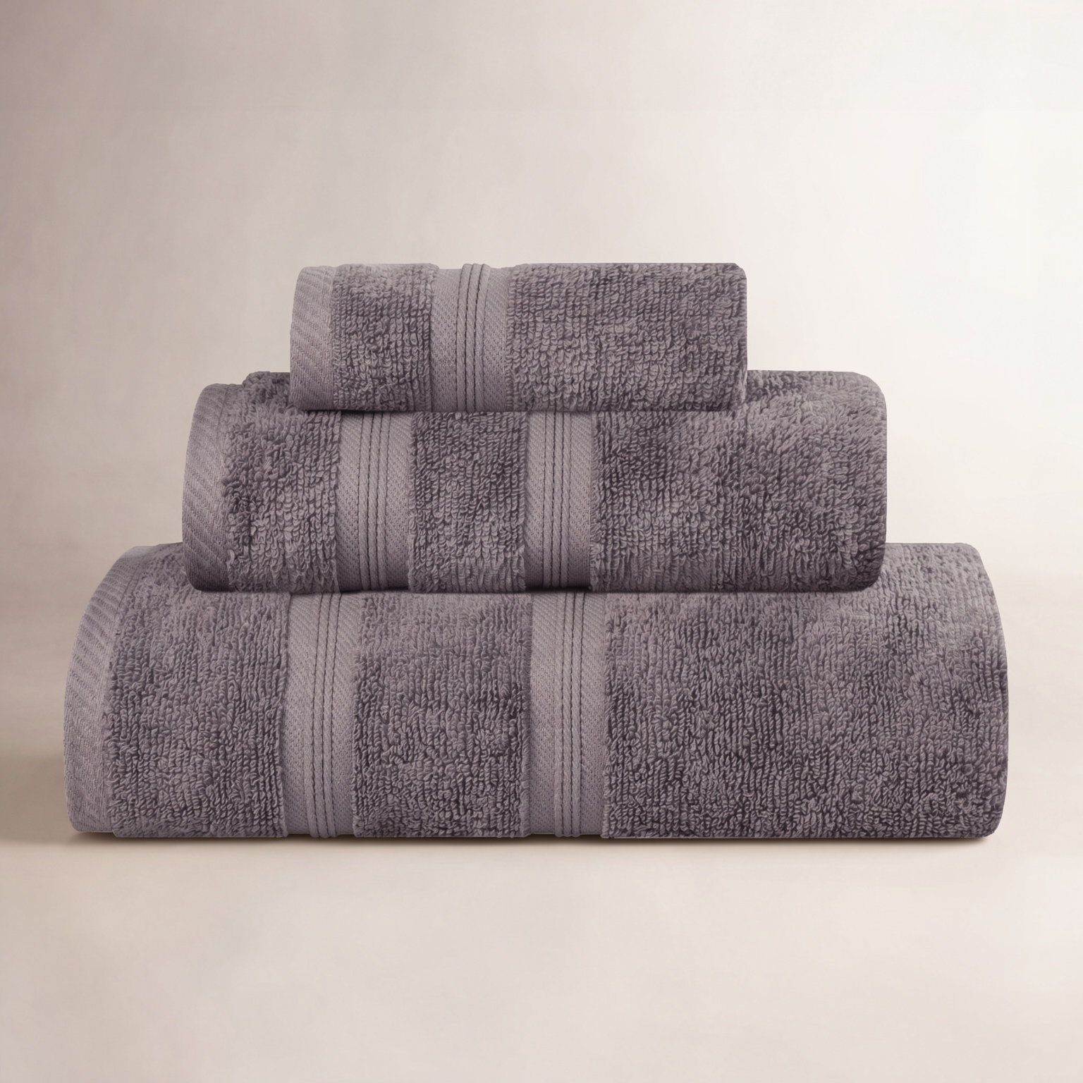 3-Piece Cotton Bath Towel Set, Gray