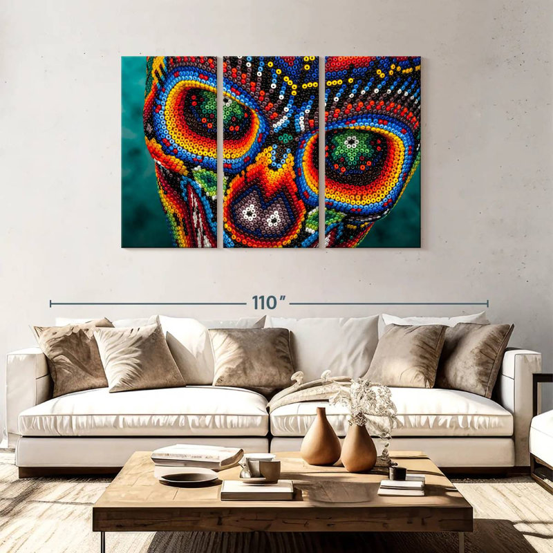 Tête de mort Senne Huichol, H 48 po x l 74 po