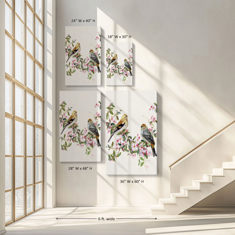 "Songbird Duo II" par Sally Swatland, reproduction sur toile, H 40 po x l 24 po x P 1,5 po