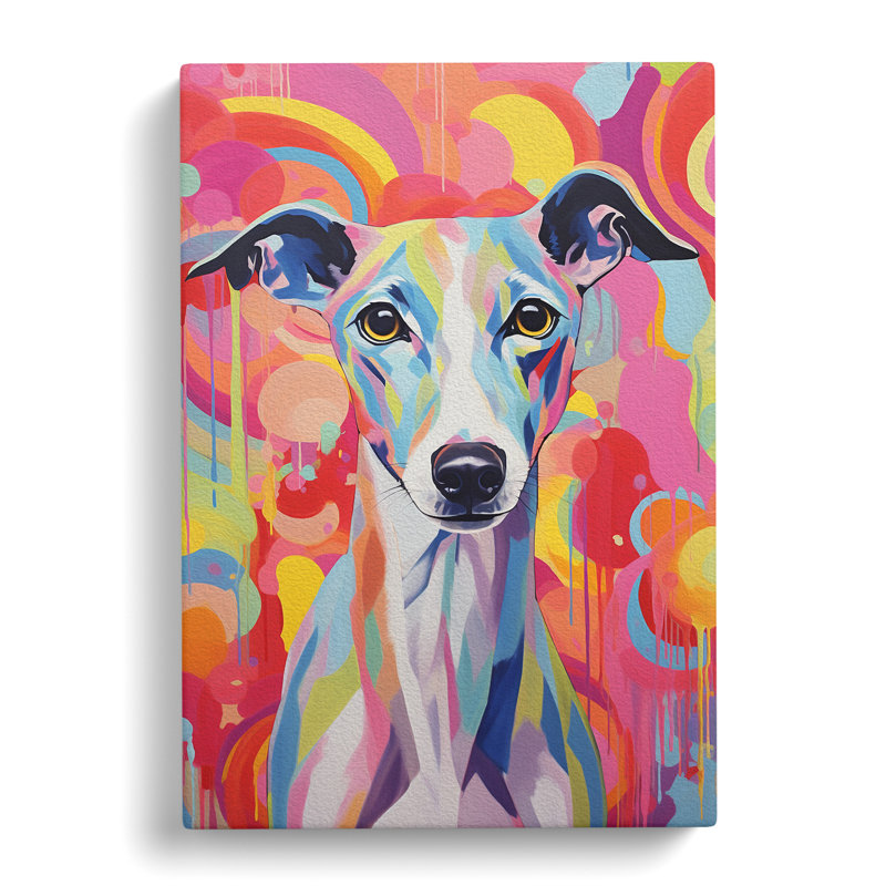 Whippet Colour Field - Print, 60cm H x 40cm W x 3cm D