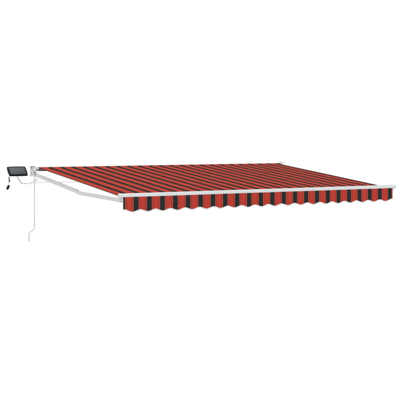 VidaXL Polyester Cover Retractable Patio Awning, 500cm W x 300cm D, Striped, Orange/Brown/White