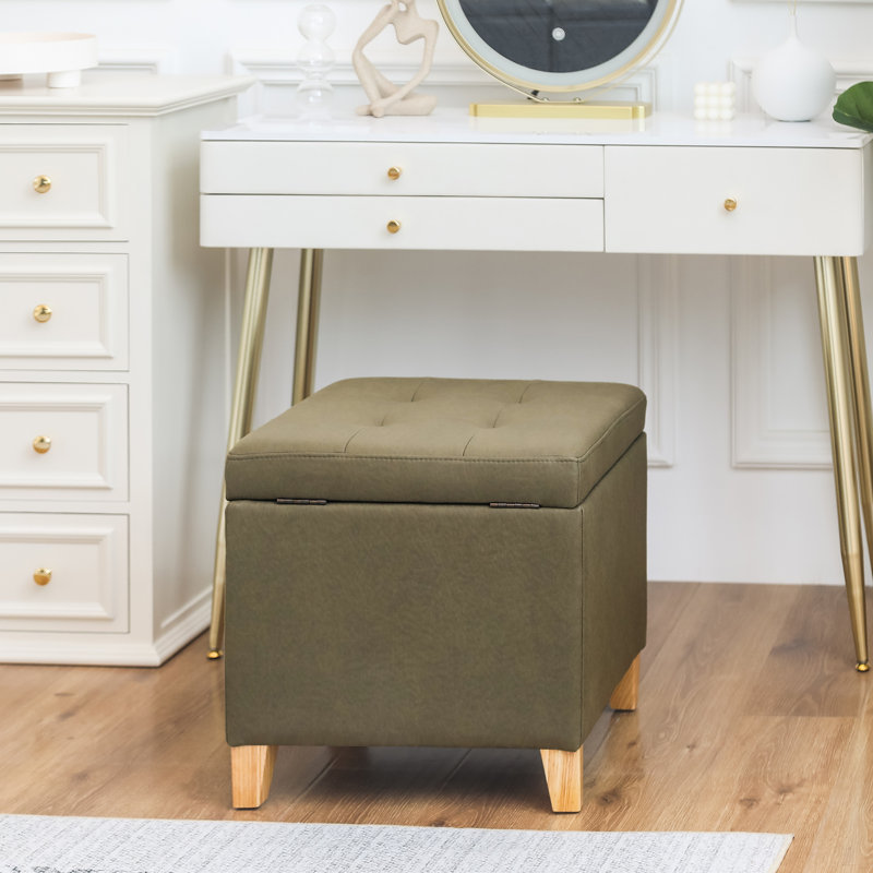 Repose-pieds avec repose-pieds en similicuir, Polyester vert