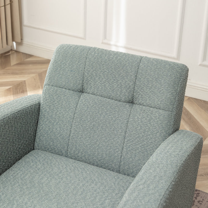 Alixon 29'' Wide Tufted Armchair, Teal Boucle