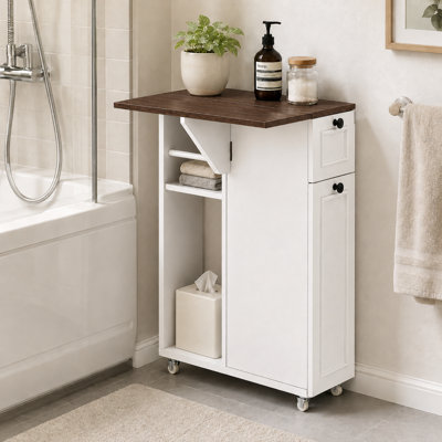 Petite armoire de rangement étroite avec roulettes et couvercle rabattable