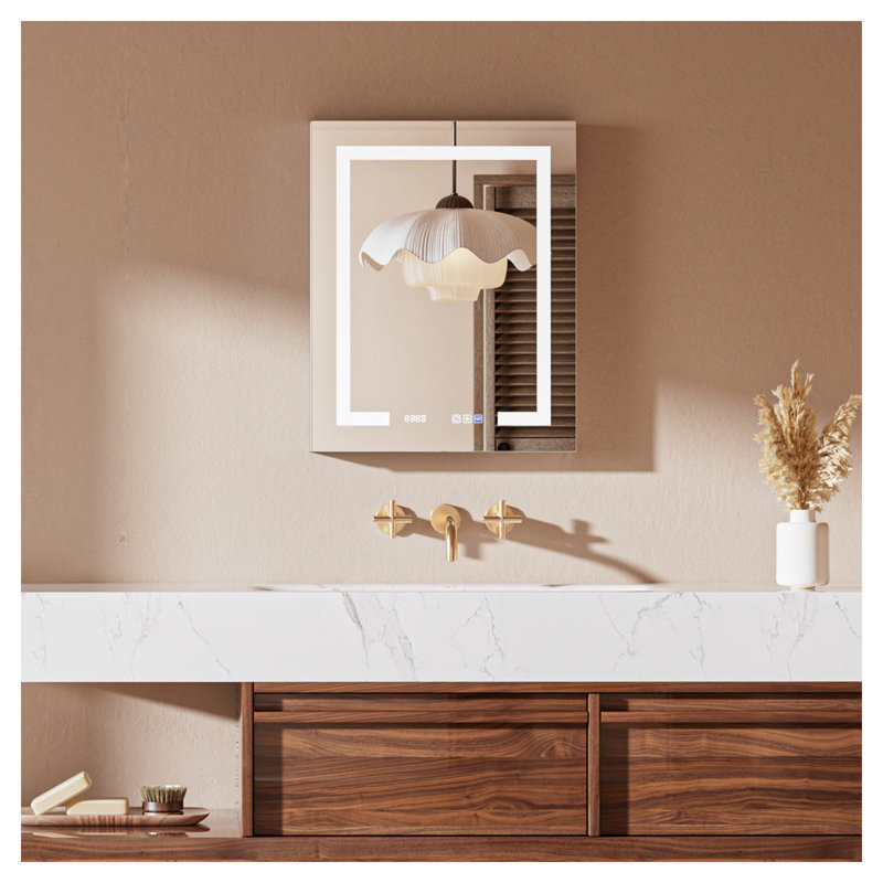 Armoire à pharmacie lumineuse pour salle de bain avec anti-buée, miroir de coiffeuse à intensité variable et port de charge USB l 24 po x H 30 po