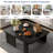 Modern Rectangle Coffee Table Set With Modular L-shape Design-1553082770