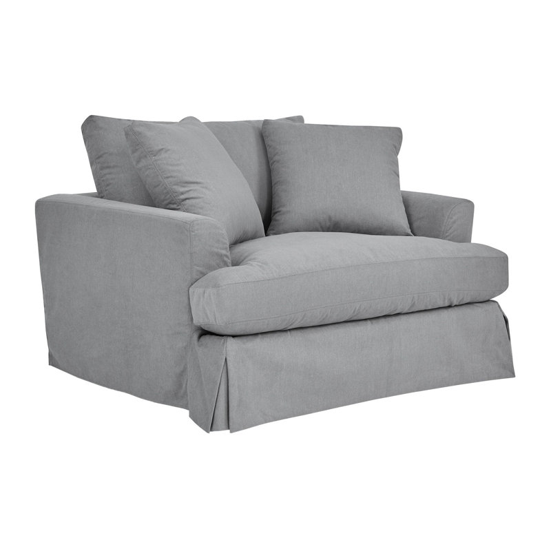 Kaniz Upholstered Chair And A Half, Gray Polyester Blend