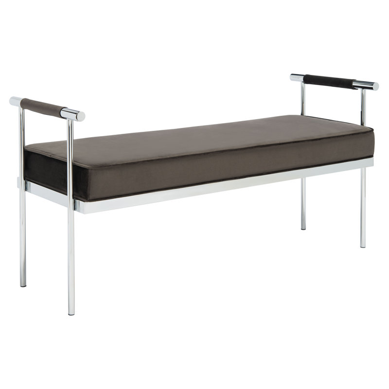 Lilly-Anne Velvet Upholstered Bench, Shale