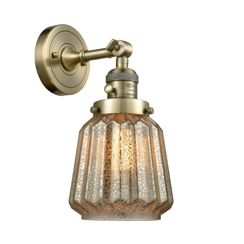 Vinson Armed Sconce, Antique Brass, Incandescent, Mercury Plated