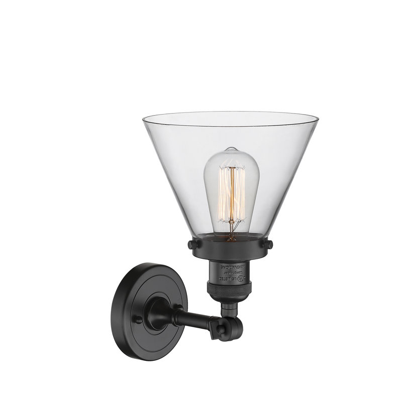 Hardie Glass Semi Flush Mount, Clear, Matte Black, 13.5" H x 7.75" W x 7.75" D
