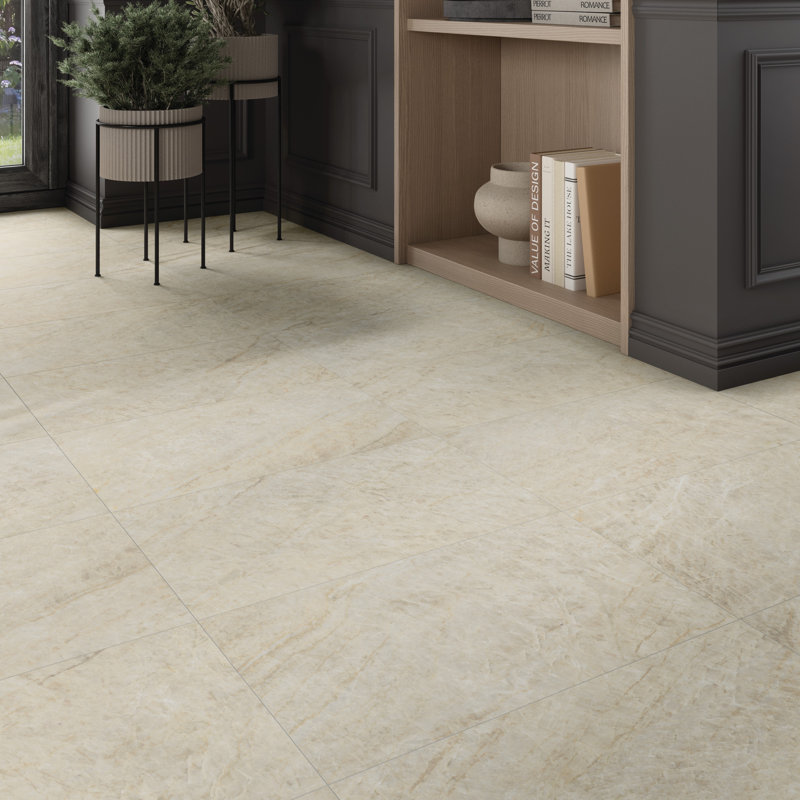 Societal 12" X 24" Porcelain Stone Look Tile, Ivory Solstice