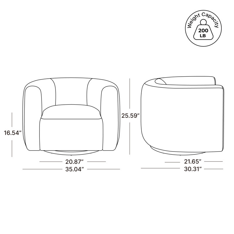 Becki Owens for Joss & Main Upholstered Swivel Barrel Chair, Canna Mocha Performance Chenille