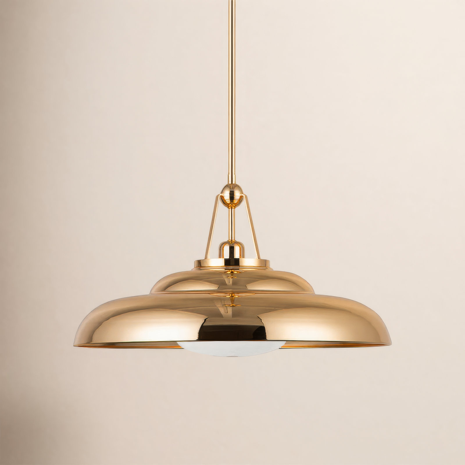 Palmetto Single Light Steel Pendant, Polished Brass, 11.75" H x 20" W x 20" D