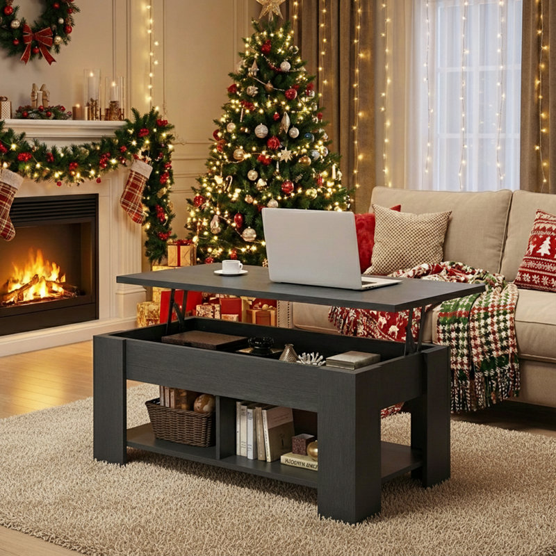 Table basse extensible avec rangement Sparta, Noir