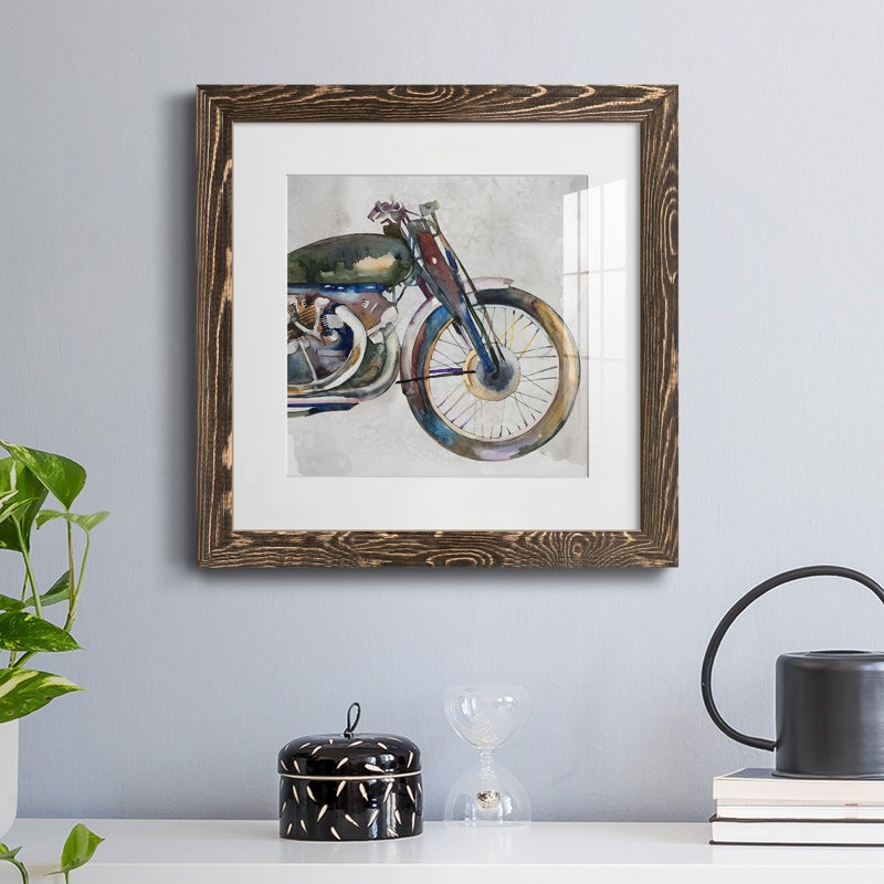 Moto Moto II - reproduction encadrée de qualité supérieure - prête à être accrochée, H 22,5 po x l 22,5 po x P 1,5 po, Blanc