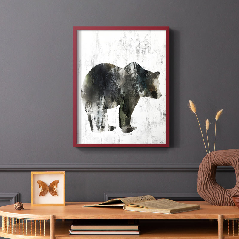 Bear Totem Framed Print - Solid Wood, Red, 10" H x 8" W