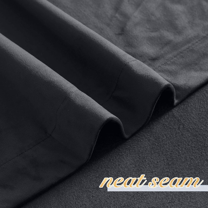 Heavy Velvet Blackout Eyelet Sheer Ready Made Thermal Drapes & Curtains, Charcoal, (228 Width X 228 Height) cm