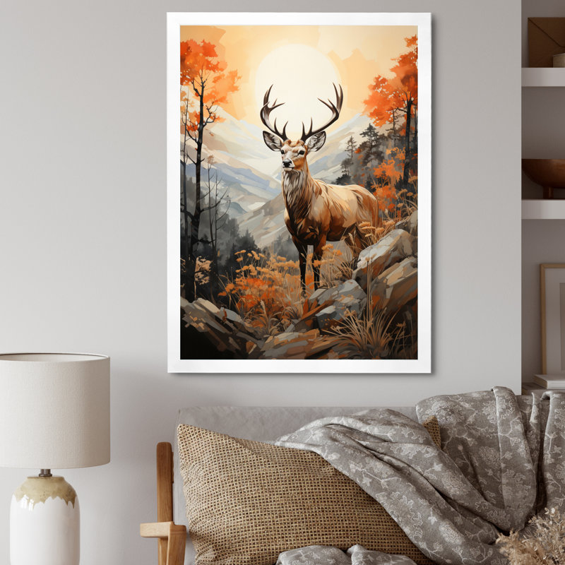 Mirach Deers Broan, paysage, H 40 po x l 30 po x P 1,5 po, Cadre photo blanc