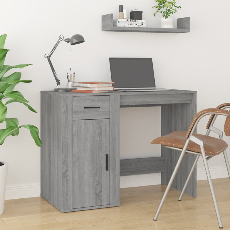 Desk 100X49x75 Cm Engineered Wood, Grey Sonoma