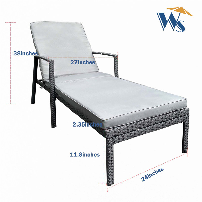Chaise longue d'extérieur en rotin et osier, Gris