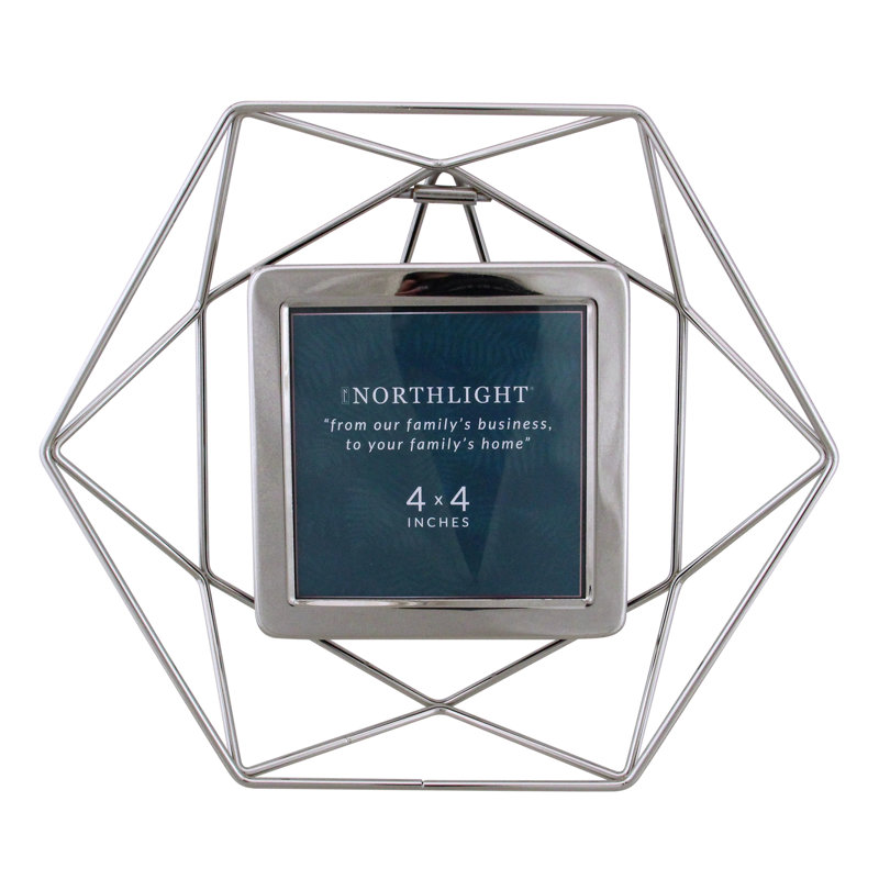 Cadre photo contemporain hexagonal 4 "x 4", Argent