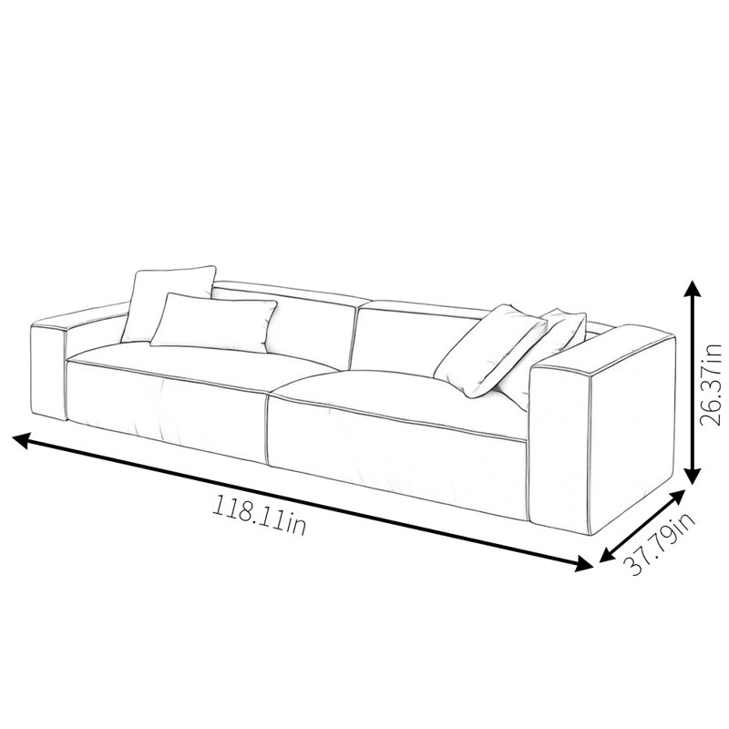 Modern Simple Sofa, 26.37" H x 118.11" W x 37.79" D