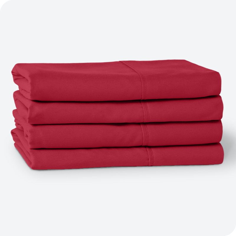 Red Hypoallergenic Cotton Standard Pillowcases Set of 4