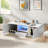 Modern High Glossy Rectangle Coffee Table With 2 Cabinets, One Drawer, 16 Colour Led Lights And An Open Shelf-573594052