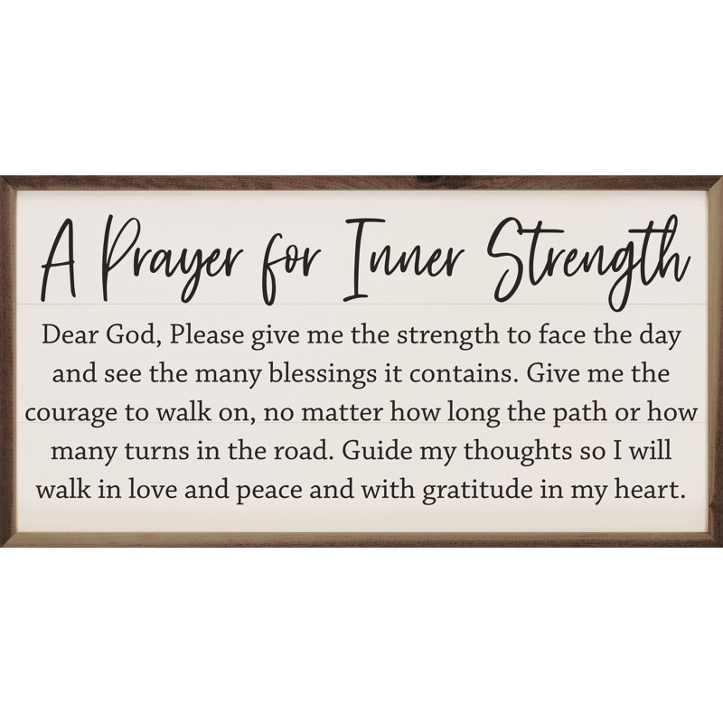 A Prayer For Inner Strength White, 8" H x 16" W