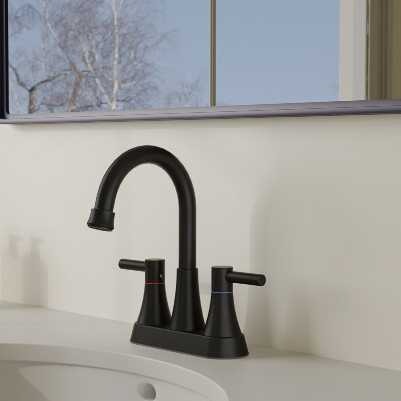 Widespread Single-handle Bathroom Faucet with Drain Assembly, Matte Black