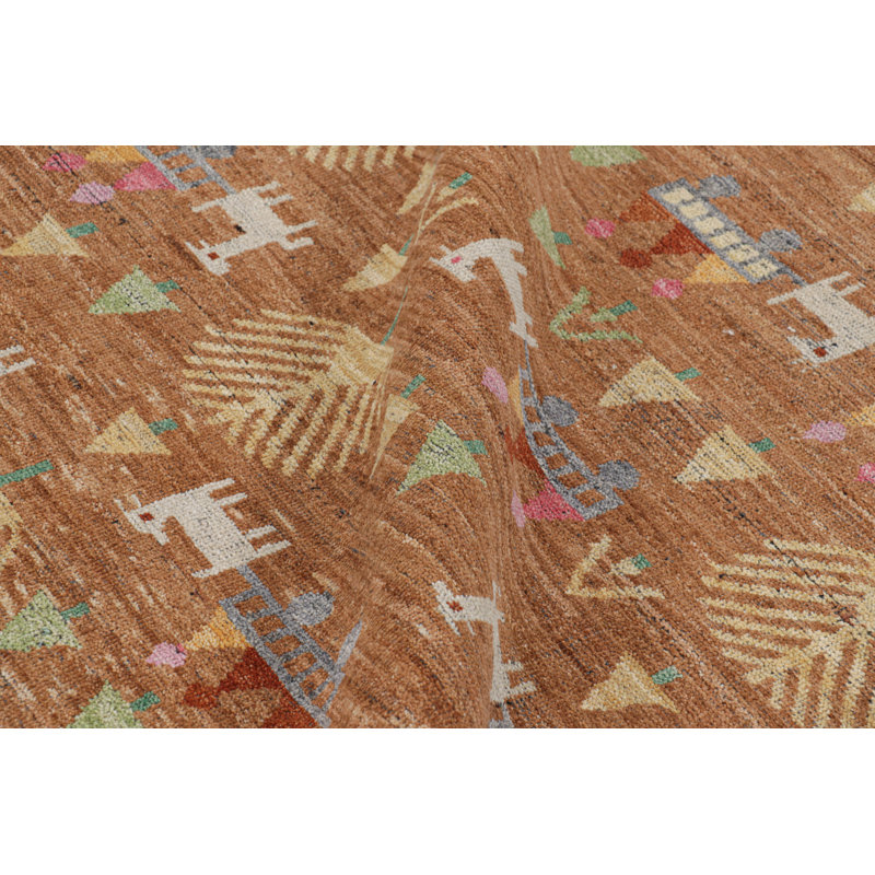 Burano Hand Knotted Wool Geometric Area Rug, Runner 3' x 14'