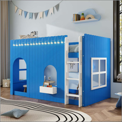 Kids Loft Bed with Warm LED Light String