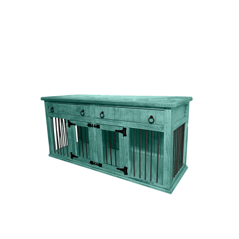 Emeram Furniture Style Crate with 2 Doors, Medium (35" H x 76" W x 25" D), Aqua Fiesta