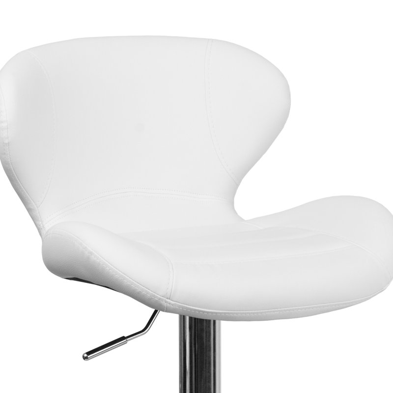 Tabouret de bar réglable en vinyle Guajardo, Blanc
