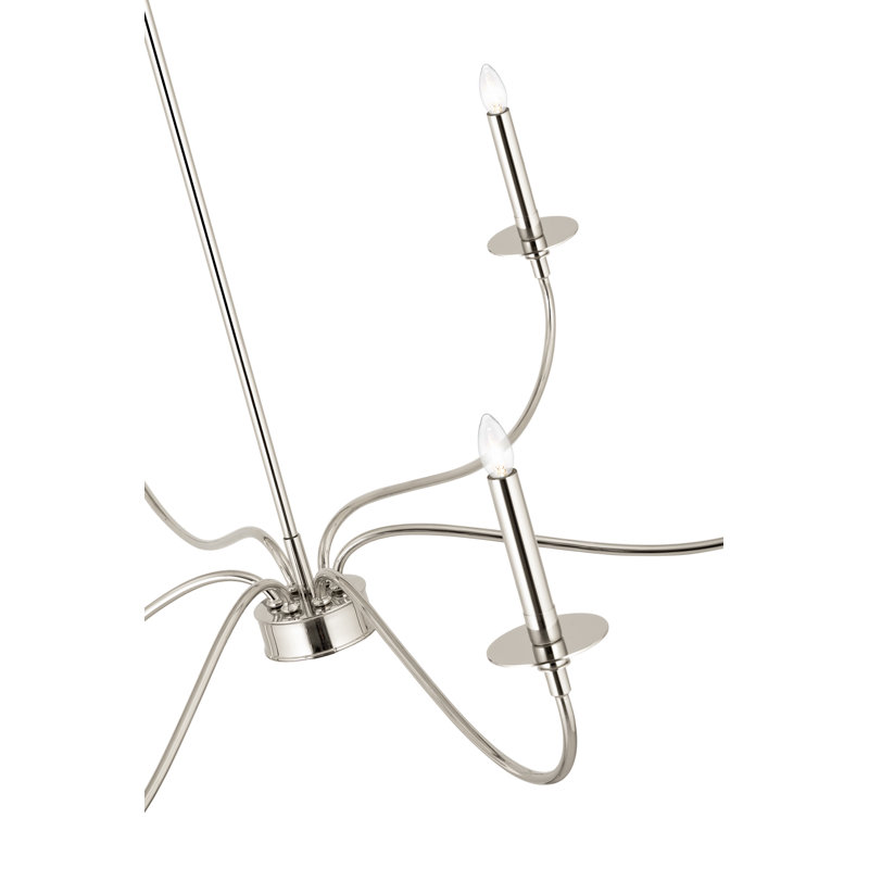 Ajmer 6 - Light Dimmable Classic / Traditional Chandelier, 29" H x 42" W x 42" D, Polished Nickel