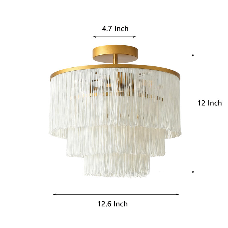 Plafonnier semi-encastré 3 lumières Frange