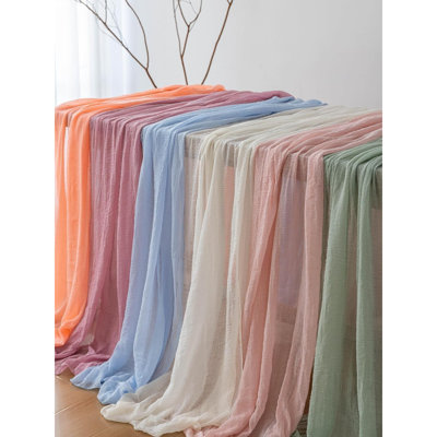 3Pcs Light Beige Cheesecloth Table Runner 120 Inches for Party Home Decor | Ideal for wedding baby shower bridal shower birthday engagement party,or adding rustic boho charm to daily home.