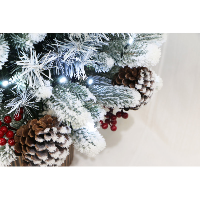 Lighted Artificial Spruce Christmas Tree, 3 ft